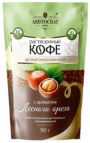 Кофе ARISTOCRAT сублимированный с ароматом Лесного ореха 90г (12)