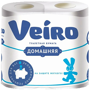 Бумага туалетная VEIRO Домашняя 2сл белая спайка 4шт