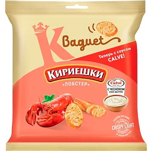 Сухарики КИРИЕШКИ Baguet лобстер с чесночным соусом 45г+25мл (28)