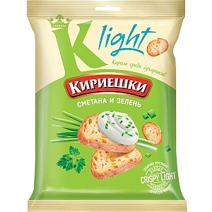 Сухарики КИРИЕШКИ Light пшеничные сметана с зеленью 33г (50)