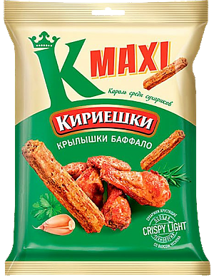 Сухарики КИРИЕШКИ Maxi куриные крылышки баффало 60г (40)