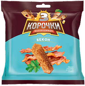 Сухарики ТРИ КОРОЧКИ бекон 40г (60)