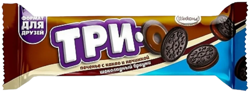 Печенье АККОНД Трио какао двойной шоколад брауни 65г (32)