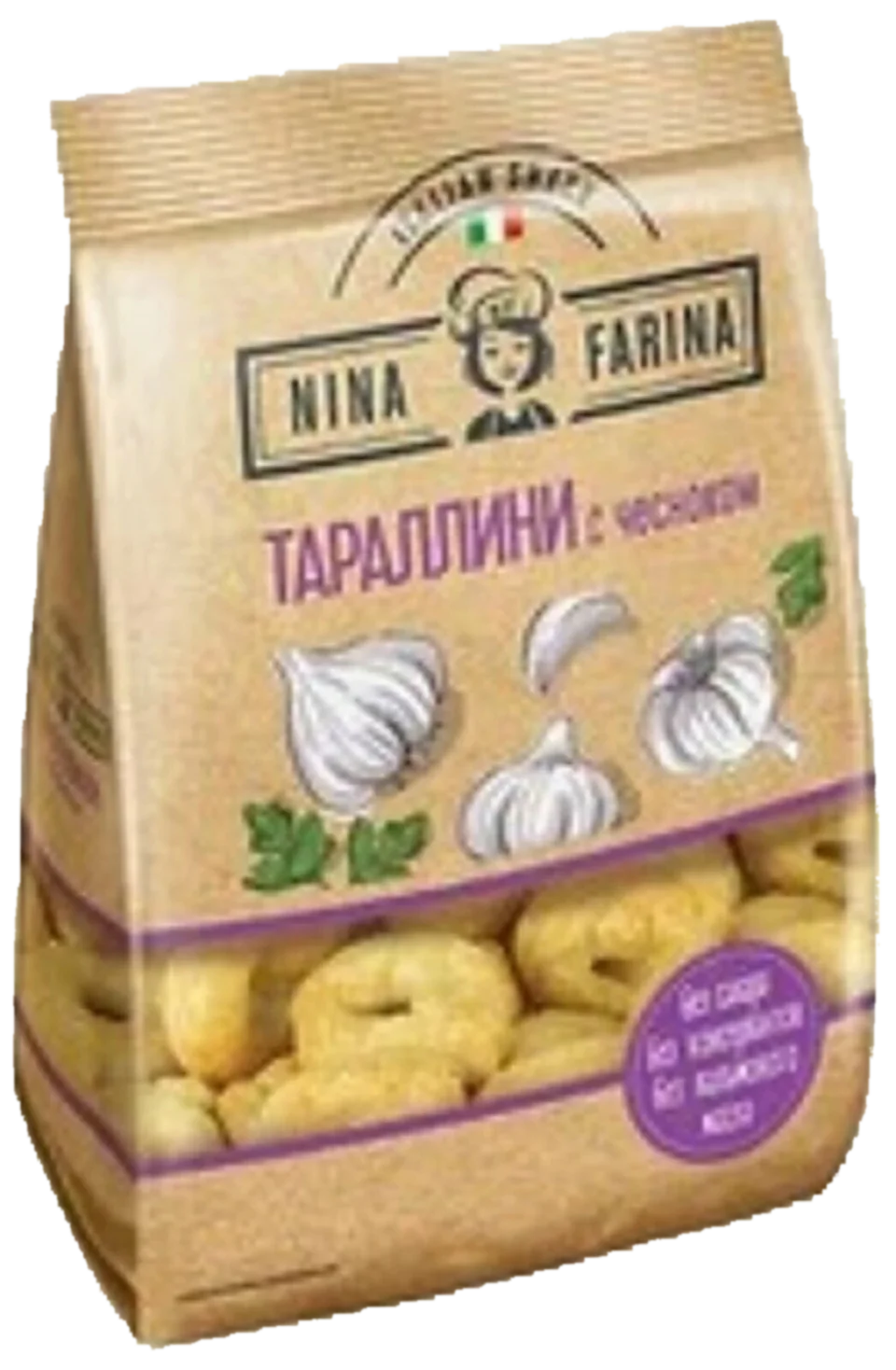 Тараллини NINA FARINA с чесноком 180г (24)